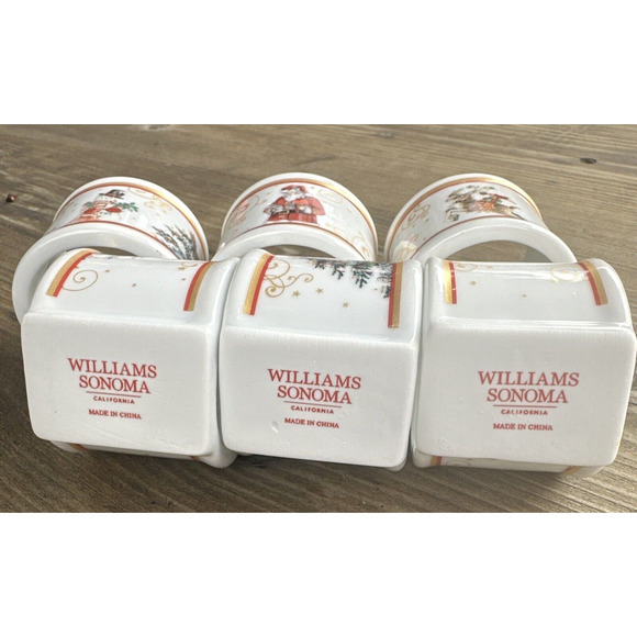 Williams Sonoma Twas The Night Before Christmas Napkin Rings Set of 6 - Picture 3 of 4